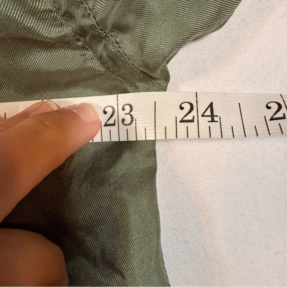 Diversions‎ 100 Silk Button Down Sage Safari M Top Oversized Long Sleeve Utility - Picture 11 of 12